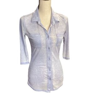 Sugar Rush Form Fitting Stretchy Roll Tab Half Sleeve Blouse Pale Lavender Small